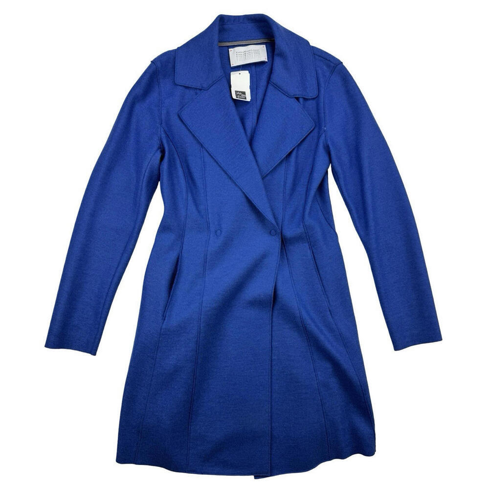 Harris Wharf London Virgin Wool Overcoat Blue Size IT 40 | XS